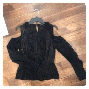 BCBG MAXAZRIA Cold Should Black Lace Top Size S